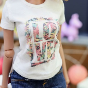 [선주문] [SD13 Girl &amp; Smart Doll] 플라워 러브 티셔츠 - 흰색