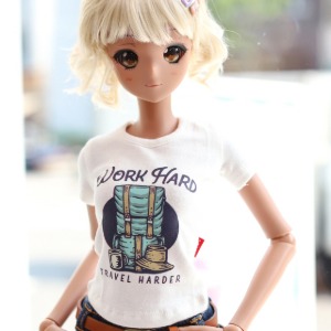 [선주문] [SD13 GIRL &amp; Smart Doll] 워크 하드 티셔츠 - 화이트, 브라운